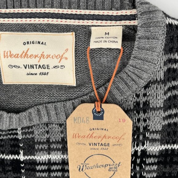 Weatherproof Vintage Men's Plaid Sweater Gray Size Medium - Picture 5 of 7